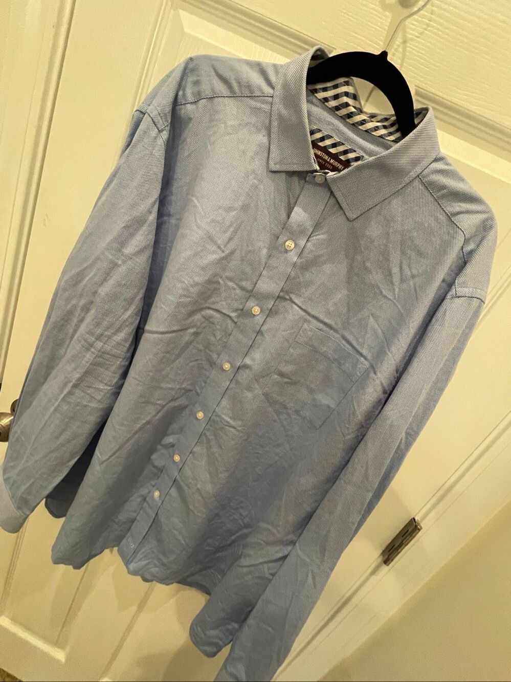 Johnston & Murphy Men’s XXL Blue Micro Check 100% Cotton Button Up Shirt